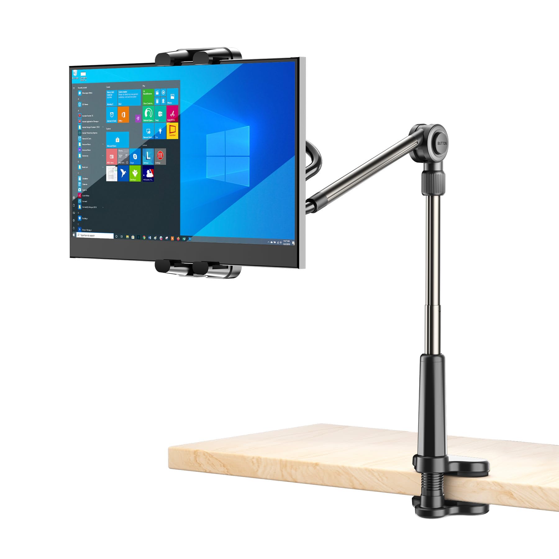 Photo 1 of LenTok Foldable Desk Tablet Mount for iPad Portable Monitor 4.7-15.6'', Long Gooseneck Tablet Arm Holder, Table Tripod with Clamp Compatible with Surface Pro, All iPad Pro 12.9