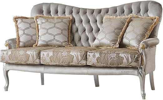 Canape 3 Places En Bois Massif Finition Feuille D Argent Et Or