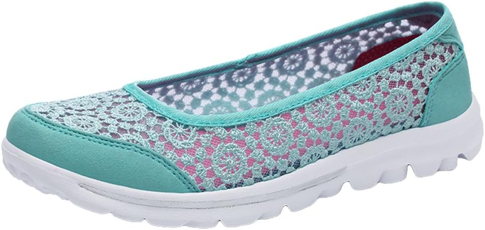 Yiiquanan Women's Lace Breathable Platform Casual Trainers Slip on Comfort Pumps Shoes Toning Rocker Sandals Summer Fitness Outdoor Walking Sneaker