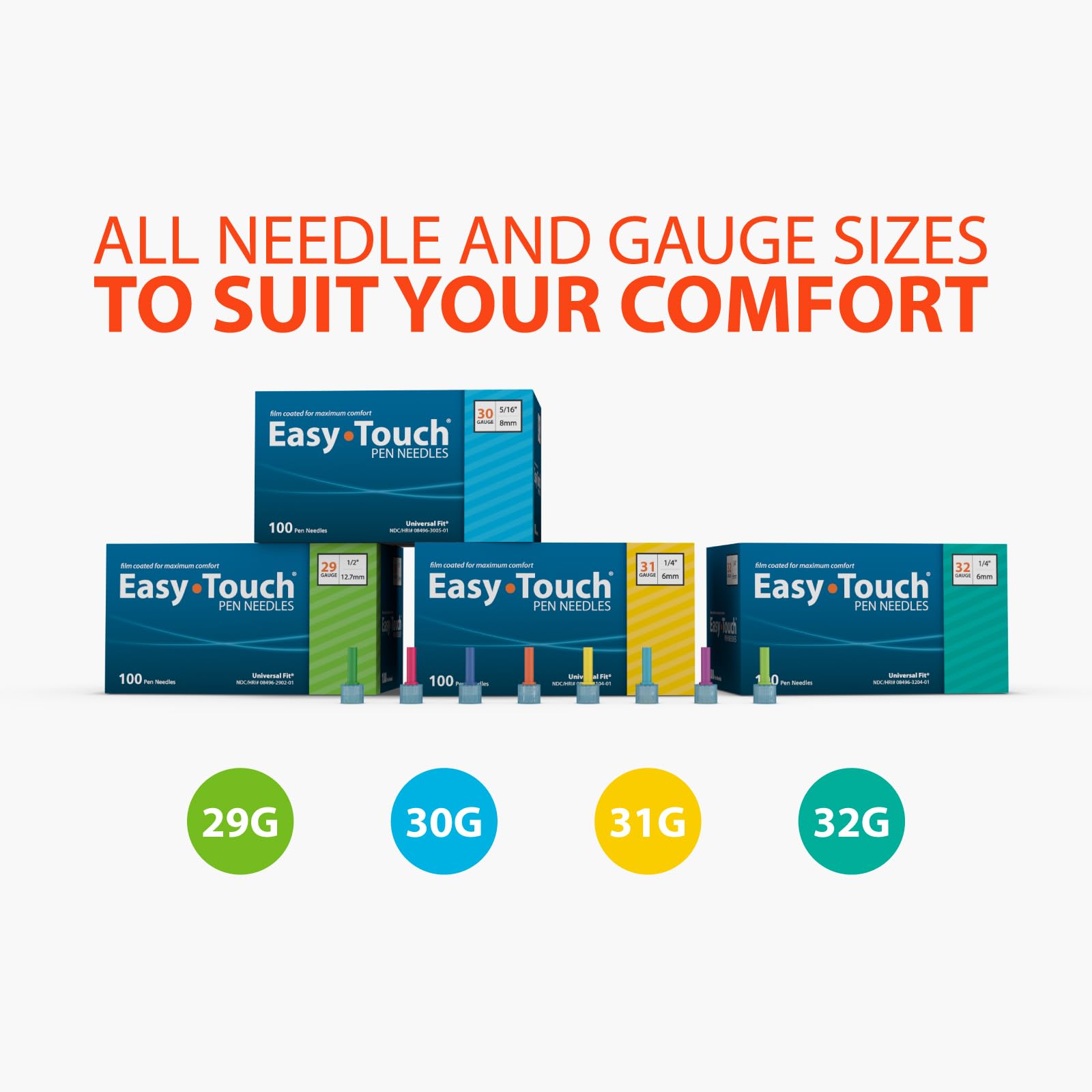 Easy Touch Insulin Pen Needles, 31G, 5/16-Inch/8mm, Box of 100