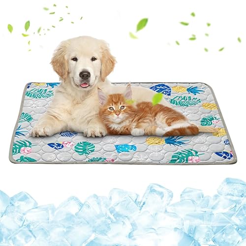Cooling Mat Dogs, 100 x 70 cm, Self-Cooling Dog Mat, Summer Cooling Cushion for Dogs, Cooling Blanket Cats, Washable Pet Cooling Mat, Non-Slip Dog Mat for Large, Medium Pets