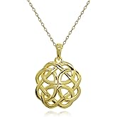 Hoops & Loops 925 Sterling Silver Polished Quaternary Celtic Knot Pendant Necklace for Women Men, Silver, Yellow Gold, Rose Gold