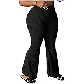 Floerns Women's Plus Size Flare Legging Elastic Waist Bell Bottom Fall Outfit Trousers