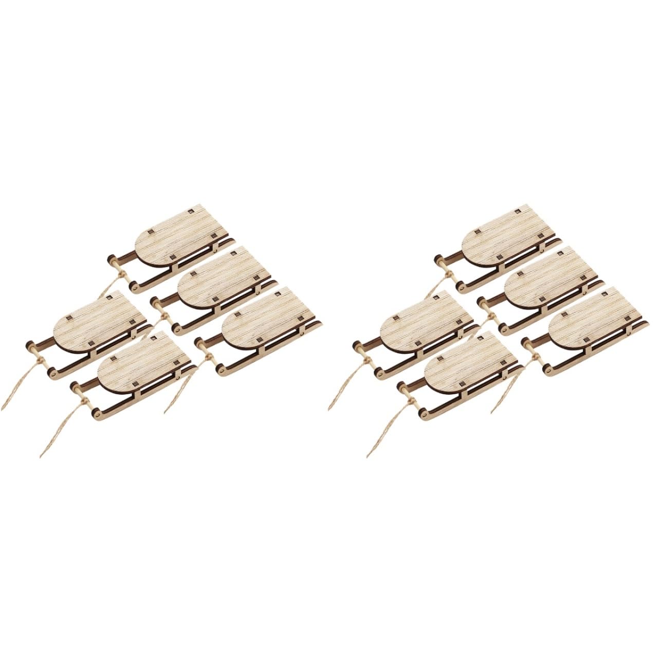 Cabilock 10Pcs Christmas Sleigh Miniature Wooden Sleighs Model Mini Sled Ornament DIY Crafts Tabletop Wood Sleighs Christmas Tree Hanging Decoration