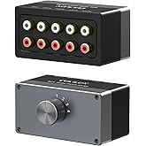 Cubilux AS-R4 4-Channel RCA Audio Selector, Bidirectional 4-Way Stereo RCA Aux Switcher, 1-Input to 4-Output / 4-Input to 1-Output