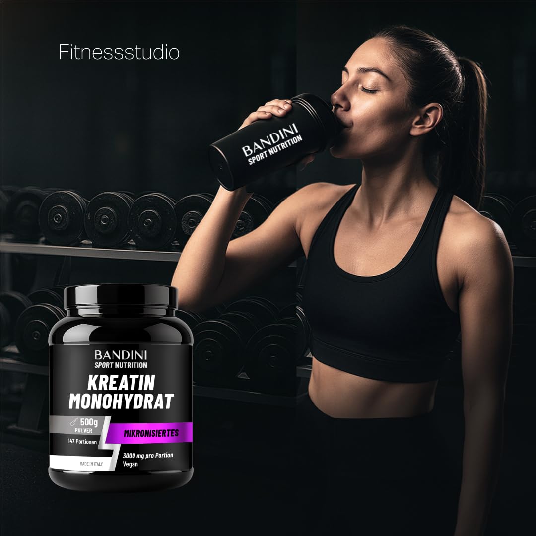 Bandini® Creatin Monohydrat 500g Pulver, ultrafein und perfekt löslich - Reines Kreatin optimal hochdosiert - Ideal für Fitness, Training & Gym – 147 Portionen - Creatine Monohydrate Powder 100% vegan 7
