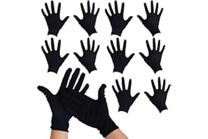 FYHJTRT Black Cotton Gloves, 12 Pairs, for Dry Hands Sleeping, Eczema, Moisturizing Overnight, Coin Jewelry Inspection, Soft 