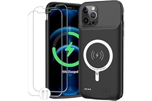 MAXBEAR Battery Case for iPhone 12 Pro Max,10800mAh Portable Protective Charging Case with Wireless Charging Compatible with iPhone 12 Pro Max (6.7inch) Extended Battery Pack Charger Case with Carplay (Black)