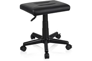Lilithye Footrest Stool Under Desk Adjustable Height Footrest Ottoman Ergonomic Foot Stool with Wheels 360° Rolling for Home Office (Black-1)
