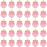 OLYCRAFT 30Pcs Peach Pendants Transparent Resin Pendants Fruit Pendant Pink Peach Charm with Loop 3D Peaches Hanging Pendant for Necklace Bracelet Earrings Jewelry Making DIY Crafts