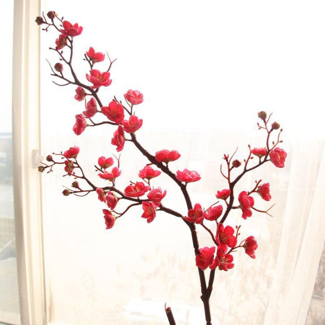 Artificial Fake Flowers Cherry Blossom Plum Floral Wedding Bouquet Home Decor (A)