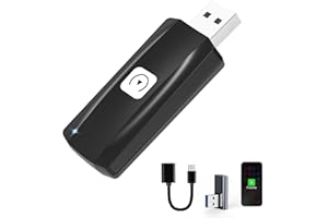 MSXTTLY Wireless CarPlay Adapter for 2024 Upgrade for Apple iPhone iOS 12+ Small Car Play Dongle for OEM Wired CarPlay Car Model 2017+ USB A to C, 90 Degree USB, USB A Cable, 3 Adapters, U2C-AIR Black