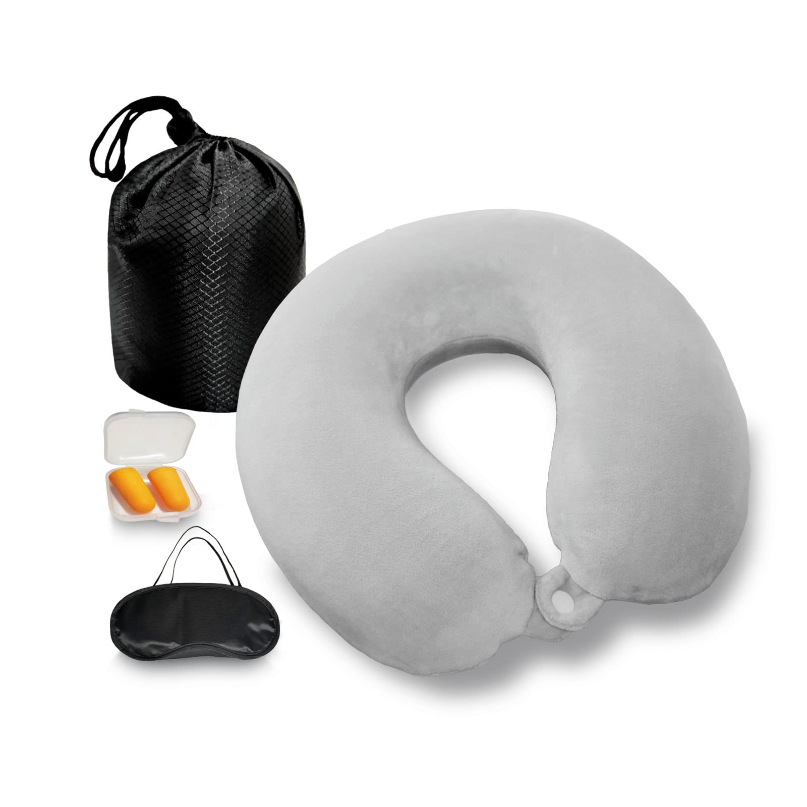 NavoX Travel Pillow Memory Foam Neck Pillow for Travel w/sleep mask/Earplug/Pouch, Neck Support Pillow Quick Pack Lightweight for Camping, Car, office