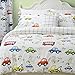 Brandream Kids Bedding Set Boy Cotton 100 Cars Trucks 3-Piece Duvet Cover Set Queen Size(No Comforter Included)