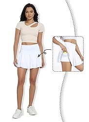 Womens White High Waisted Pleated Skirts with