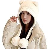 HUAMULAN Women Winter Sherpa Beanie Hats Knit Ear Flaps Peruvian Cover Ears Fleece Lined Ski Snow Hat Pompoms