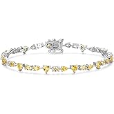 FANCIME 'Dawn' Tennis Bracelets Sterling Silver Colorful Oval Heart Teardrop CZ Bracelets Fine Jewelry Birthday Gifts for Women 7.2"