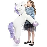 Tezituor 43'' Big Unicorn Plush Toys,Giant Unicorn Stuffed Animals Cute Soft Plushie,Birthday Decorations for Girls,White Unicorns Gifts for Children Adult Girlfriend