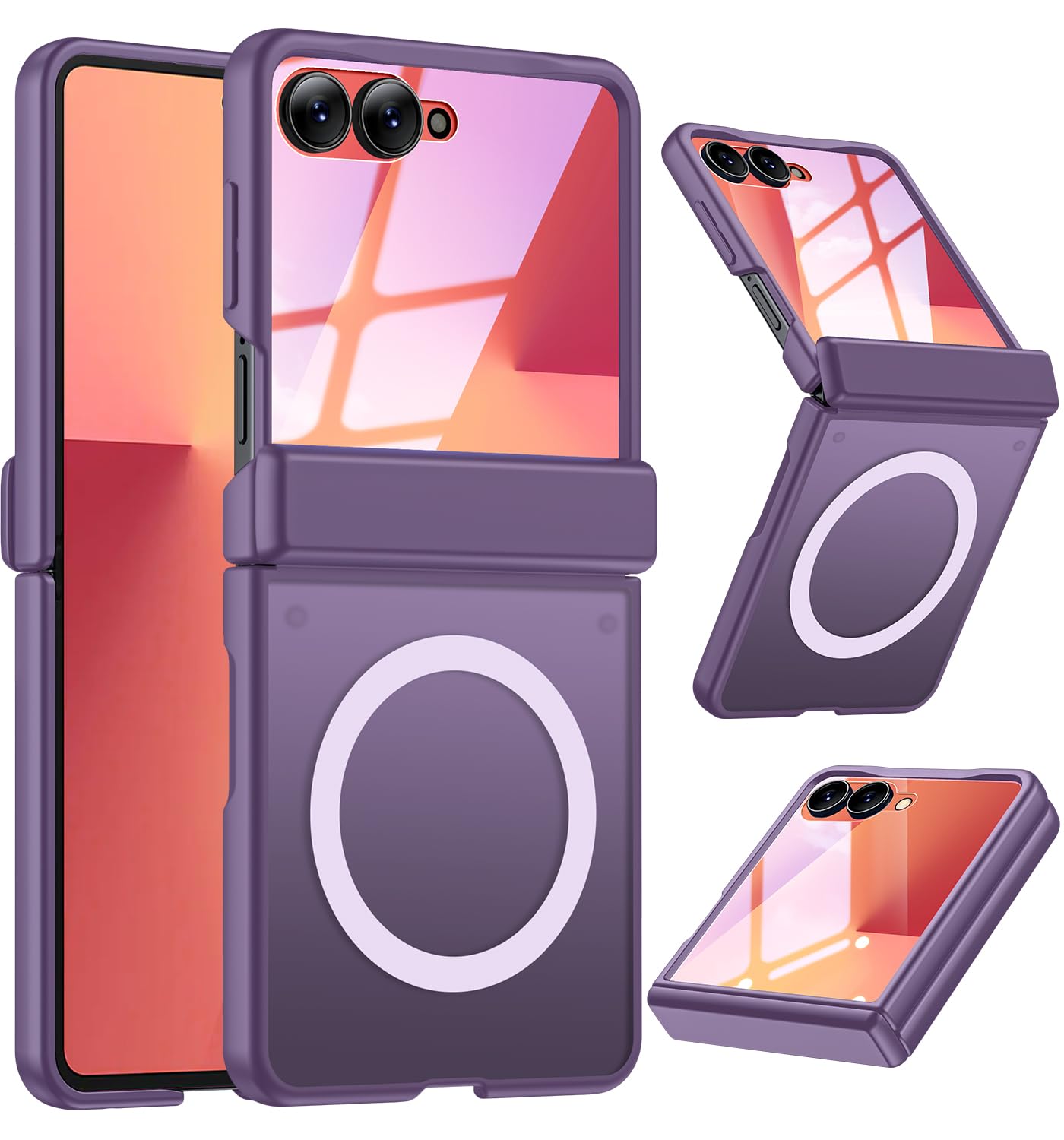LEIAU for Samsung Z Flip 7 Case: Slim Frosted Transparent Phone case [Compatible with MagSafe][Hinge Protection][Screen protecter] Shockproof TPU+PC Cover for Galaxy zflip 7 5G 2025 Purple