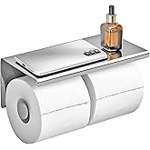 yeavs Double Toilet Paper Holder SUS 304 Stainless Steel Tissue Roll Rack with Phone Storage Shelf (Polished Chrome)