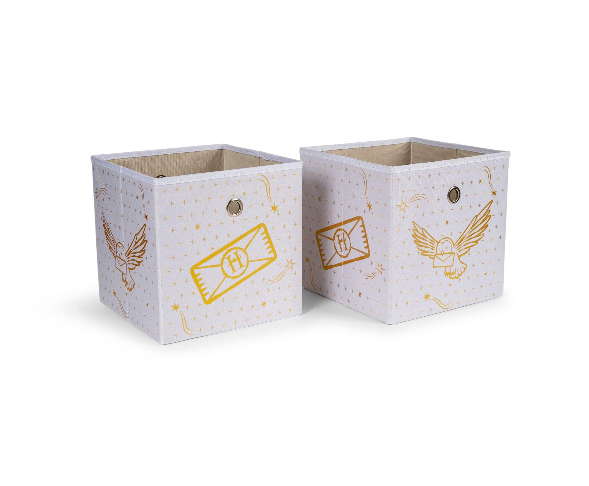 Harry Potter Hedwig 11-Inch Storage Bin Cube Organizers | Set of 2, White, RBF-16685-C