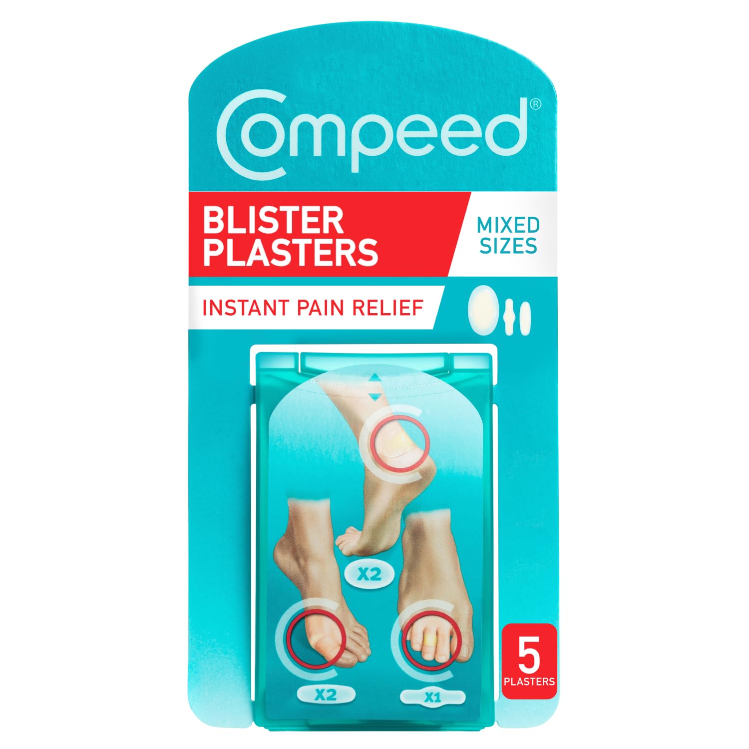 Compeed Blister Plasters Mixed Size 5 Pack - Hydrocolloid Foot Treatment - Heal Fast