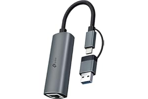 TP-Link 2-in-1 USB 3.0 Type-C & Type-A to RJ45 Gigabit Network Adapter (UE310C) - Aluminum, Plug & Play for Windows, macOS, i