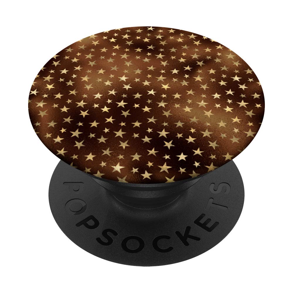 Golden Stars Bronze Brown Color Starry Sky Glam Chic Elegant PopSockets Swappable PopGrip