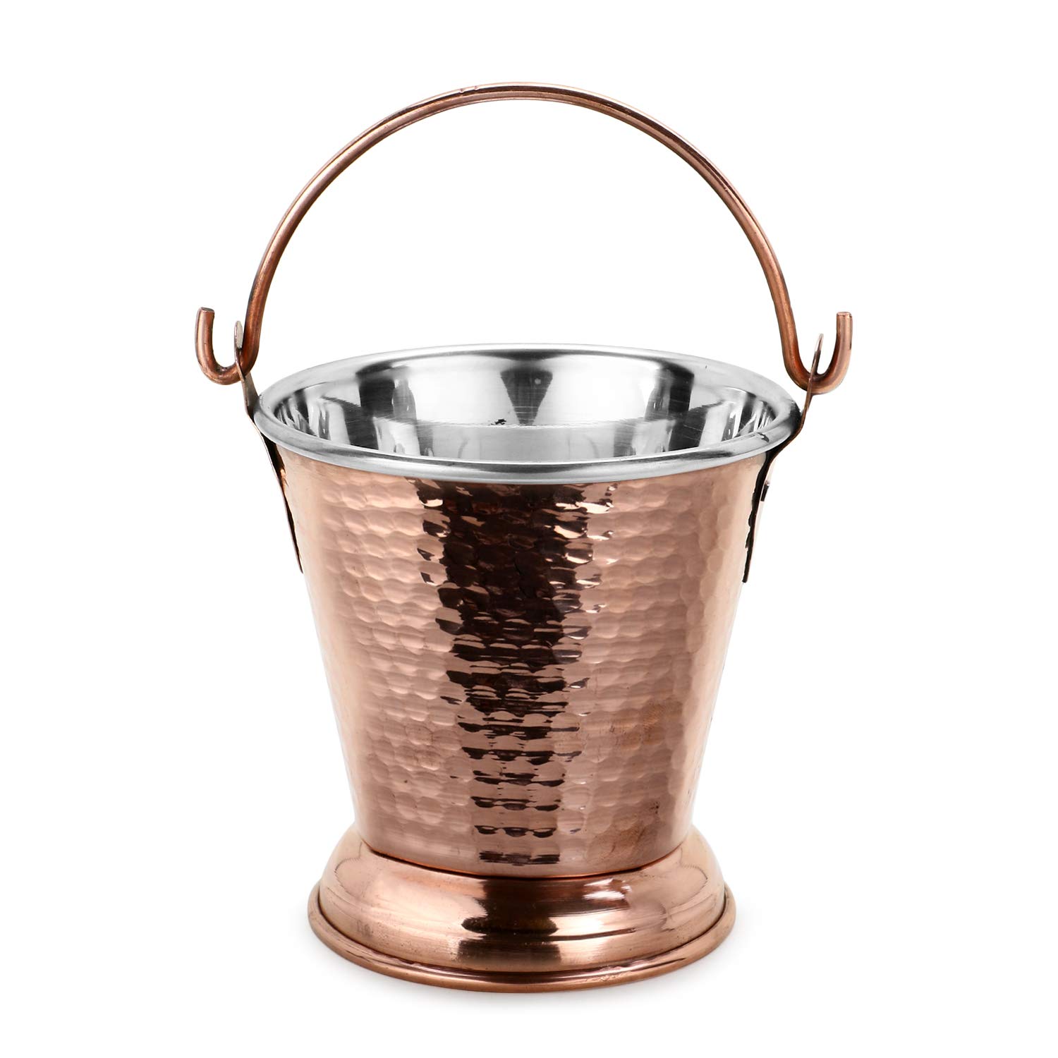 Zap Impex Hammered Steel Copper Bucket for Serving Dishes, Crockery, 450ml Zap-012