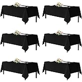 sancua Black Tablecloths for 8 Foot Rectangle Tables, 6 Pack - 60x120 Inch - Washable Fabric Cloth Table Cloth for Wedding Party, Birthday, Banquet Reception, Reusable Polyester Table Covers