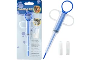 Pndeyo 6pcs Pet Medicine Feeder, Silicone Cat Dog Pill Pusher Shooter with Round Handle, Soft Tips Feeding Dispenser Accessories for Kitten Puppy- Blue