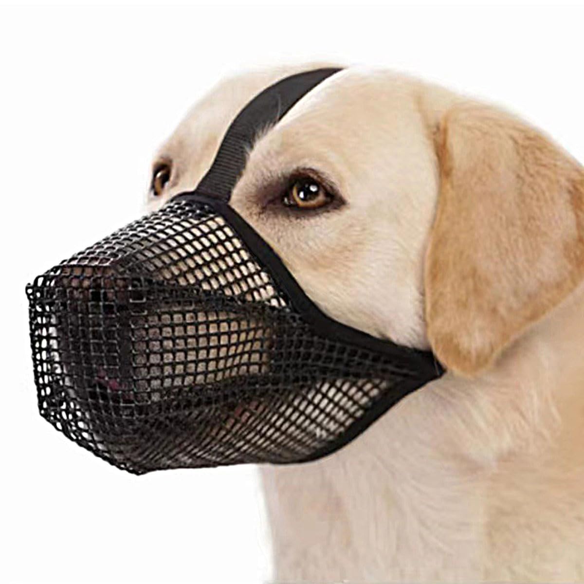 Dog Muzzle,1PC Adjustable Mesh Soft Dog Muzzle,Breathable Dog Mask Prevent Eating Biting Barking Dog Mouth Cover for Small Medium Large Dogs(Black M)