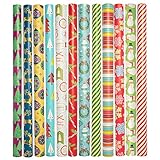 Paper Craft (12 Count Jumbo Christmas Wrapping Paper Rolls Set for Xmas & Holiday Gifts Presents Bulk Assortment