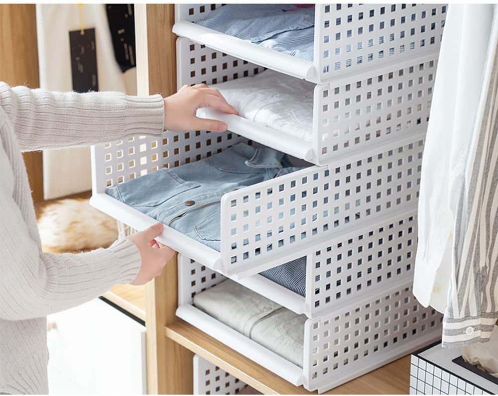 Yoillione Kleiderschrank Organizer Regal Garderobe Organizer,Weiße