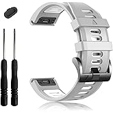 EZMVZKU 22mm Quickfit Sport Band for Garmin Fenix 8/8Pro 47mm/Fenix 7/7 Pro/6/6 Pro/5 Plus,Silicone Watchband Strap for Forerunner 970 965 955/Approach S70/quatix 8/tactix 8 47mm/Descent G2/G1 Solar