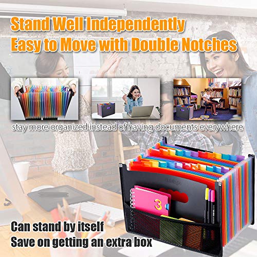 Expanding Accordion File Folder 24 Pockets, Trimagic Filing Box with Unique Mesh Bag Design, Alphabetical Expandable File Organizer for Document Paperwork Tax Bill or Receipt - Thumbnail 5