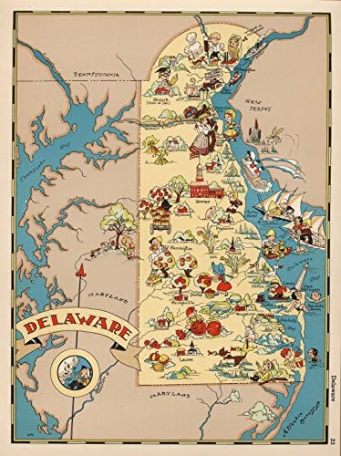 Amazon National Atlasマップ デラウェア州 1935 Historicアンティークヴィンテージマップ再印刷 24in X 18in 2418 アートフレーム ポスター オンライン通販