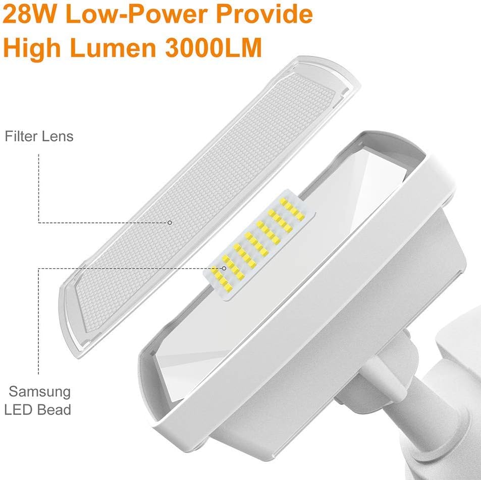 LEPOWER 28W LED Security Lights Motion Sensor Light Outdoor, 3000LM Motion Security Light, 5500K, IP65 Waterproof, 2 Head Motion Detector Flood Light for Garage, Yard, Entryways (NOT Solar Powered) - - 