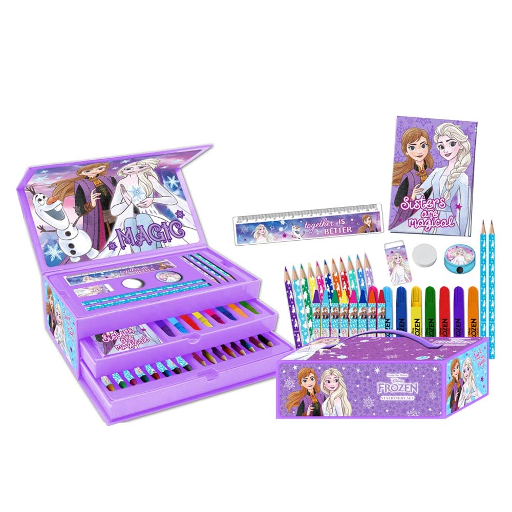 Disney Frozen Kids Girls 44 Pieces Colouring Case With Pens Pencils Crayons Christmas Toy Gift
