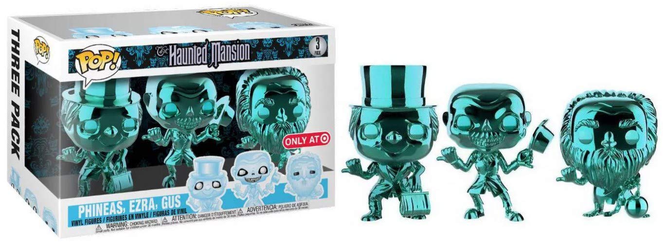 POP! Disney The Haunted Mansion 3 Pack Teal Metallic Chrome, Phineas, Ezra, Gus; Exclusive!