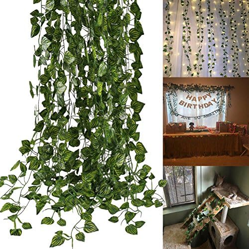 ALIDEAL Ivy Vines Hanging Artificial Plant Garland Flower Fake Leaves Greenery for Wall Home Garden Decor 12PCS