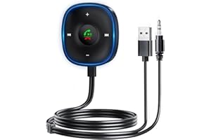 Bluetooth 5.3 Aux Car Adapter, SONRU Bluetooth Receiver for Car [Dual Connection & Mic Noise Cancellation], Aux Adapter with Plug-and-Play for Music/Hands-Free Calls/Stereo Audio