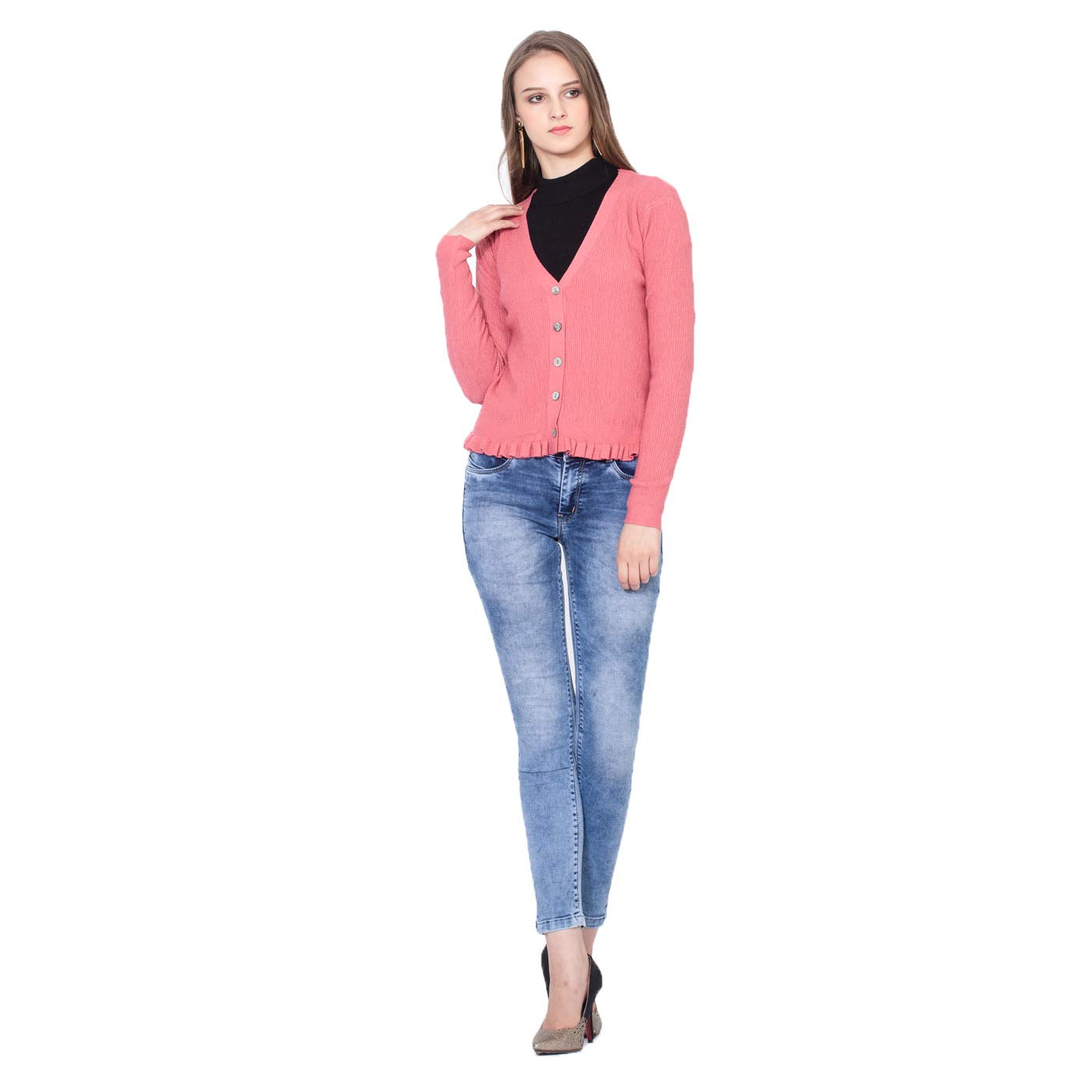 global republic knit fabric regular fit ladies cardigan