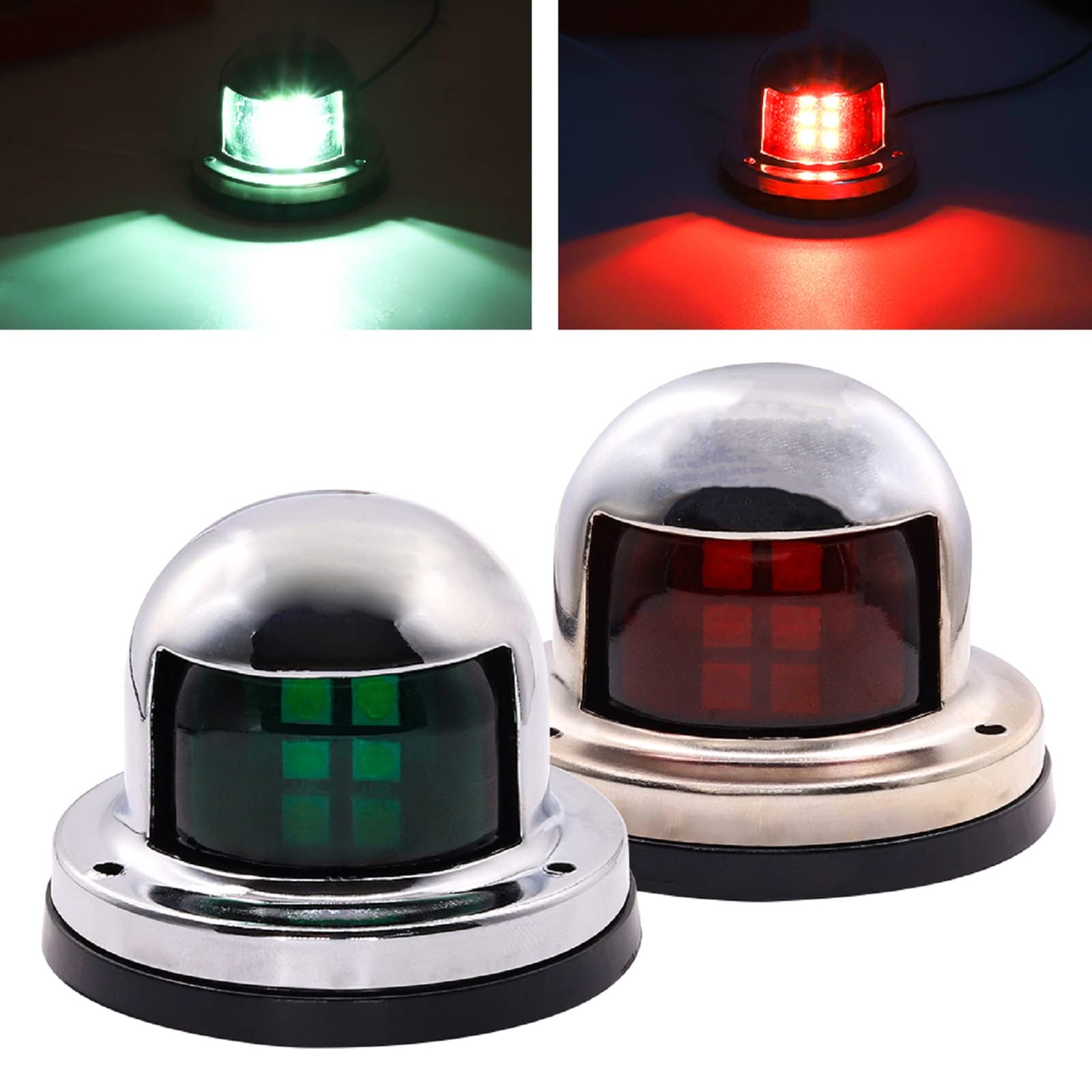 YnGia LED Marine Navigation Light, Marine Boat Yacht 12V Red & Green Bow Sailing Signal Lights for Pontoons, Chandlery, Yacht, Skeeter (1 Pair)