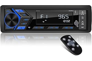 VOXXBASS Bluetooth Marine Stereo Single Din - Boat Radio Receiver - Digital LCD Screen AM FM USB 2.1 A Charging AUX-in 4 Volts Preamp Outputs 2 Subwoofer Ports Remote Control