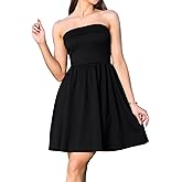 Allegra K Strapless Party Dress for Women Sleeveless Solid Flare Mini Tube Top Dresses