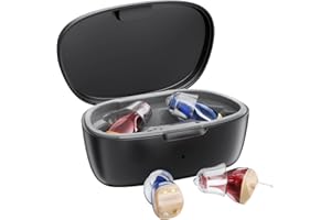 MEIMOUSE Hearing Aids for Seniors, Hearing Aid Rechargeable for Hearing Loss, Personal Hearing Amplifier with Volume Control and Portable Magnetic Charging Case, Noise Canceling Hearing Aids (black&blue)