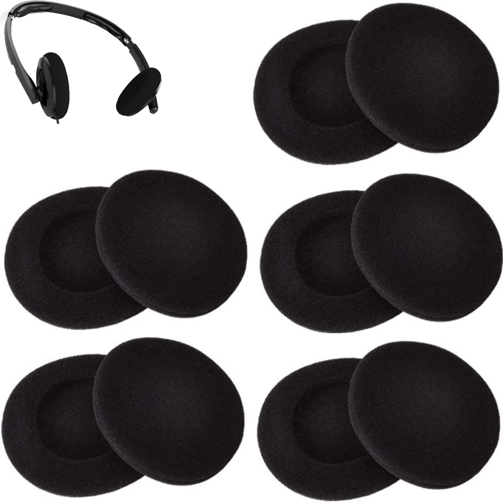 PMELCXD Ear Cushions Foam, 5 Pairs 2 Inch Headphone Pads Ear Cushions Foam Ear Pads For Earphones & Headphones, Black