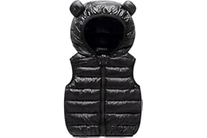Toddler Winter Coats Hooded Lightweight Puffer Vest Jacket Sleeveless Bear Ears Zipper Up Outerwearfor Baby Infant Kids