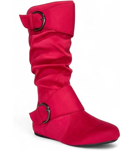 Amazon.com | Women Round Toe Buckle w/Side Zip Slouch Flat to Low